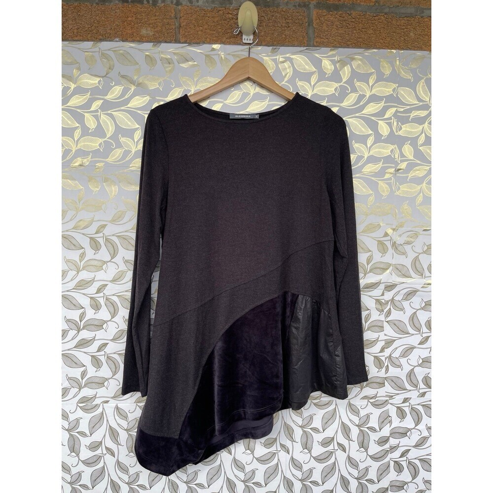 Alembika Velvet & Faux Leather Tunic - Size 4 - Goth Lagenlook Core